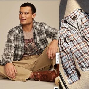 Men's Lucky Brand Plaid Button-Up Shirt Flannel Long Sleeve GUC M